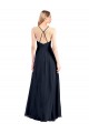Soft Chiffon V-Neck Open Back A-Line Dark Navy Prom Dress Canada Factory