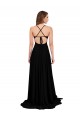 Spandex V-Neck Open Back A-Line Black Black Tie Prom Dress Canada Factory