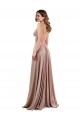 Spandex V-Neck Low Back A-Line Dusty Pink Black Tie Prom Dress Canada Factory