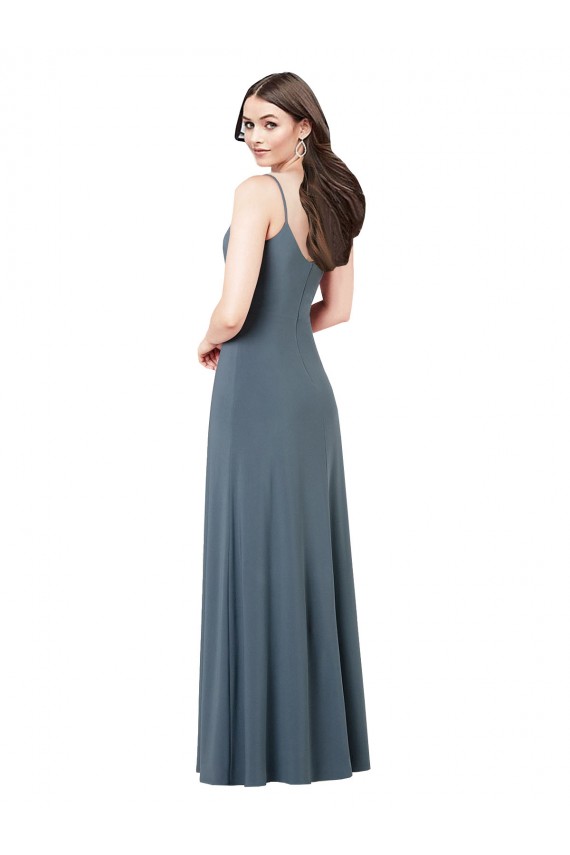 Spandex V-Neck Low Back A-Line Slate Grey Prom Dress Canada Factory