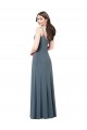 Spandex V-Neck Low Back A-Line Slate Grey Prom Dress Canada Factory