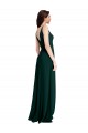 Stretch Crepe V-Neck V-Back A-Line Midnight Green Prom Dress Canada Factory