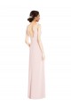 Stretch Crepe V-Neck Low Back A-Line Pink Black Tie Prom Dress Canada Factory