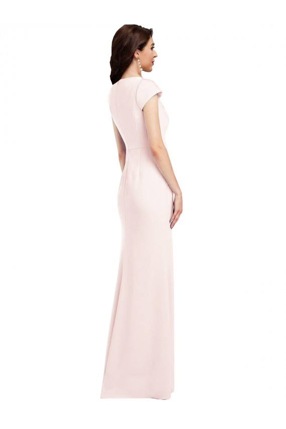 Stretch Crepe V-Neck A-Line Pink Prom Dress Canada Factory