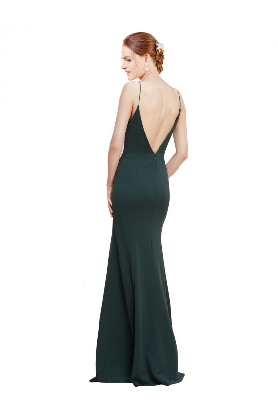Stretch Crepe V-Neck V-Back A-Line Pink Long Prom Dress Canada Factory