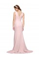 Stretch Crepe V-Neck V-Back A-Line Pink Black Tie Prom Dress Canada Factory