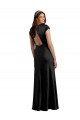 Stretch Satin V-Neck Keyhole Back A-Line Black Prom Dress Canada Factory