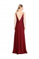 Stretch Satin V-Neck V-Back A-Line Burgundy Black Tie Prom Dress Canada Factory