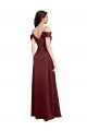 Stretch Satin V-Neck A-Line Burgundy Gold Long Prom Dress Canada Factory