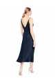 Stretch Satin V-Neck V-Back A-Line Dark Navy Prom Dress Canada Factory