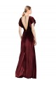 Stretch Velvet V-Neck Long A-Line Burgundy Prom Dress Canada Factory