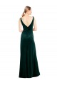 Stretch Velvet V-Neck V-Back A-Line Dark Green Black Tie Prom Dress Canada Factory