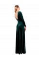 Stretch Velvet V-Neck Open Back A-Line Dark Green Black Tie Prom Dress Canada Factory