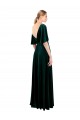 Stretch Velvet V-Neck V-Back A-Line Dark Green Long Prom Dress Canada Factory