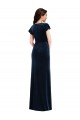 Stretch Velvet V-Neck A-Line Dark Navy Prom Dress Canada Factory