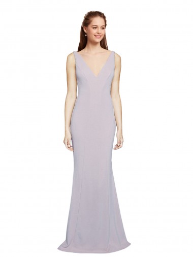 Stretch Crepe V-Neck Keyhole Back Mermaid Arctic Lilac Prom Dress Canada Factory