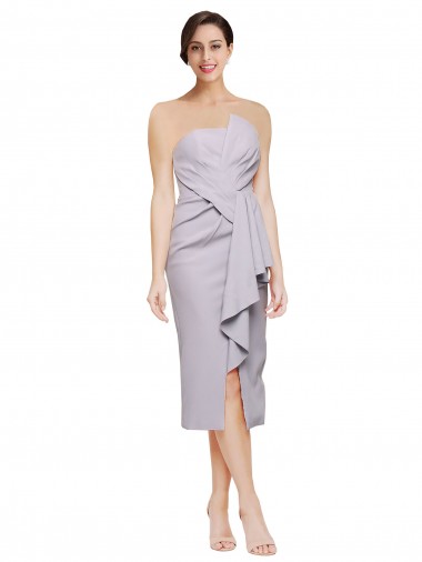 Stretch Crepe Strapless Low Back Sheath Arctic Lilac High Low Prom Dress Canada Factory