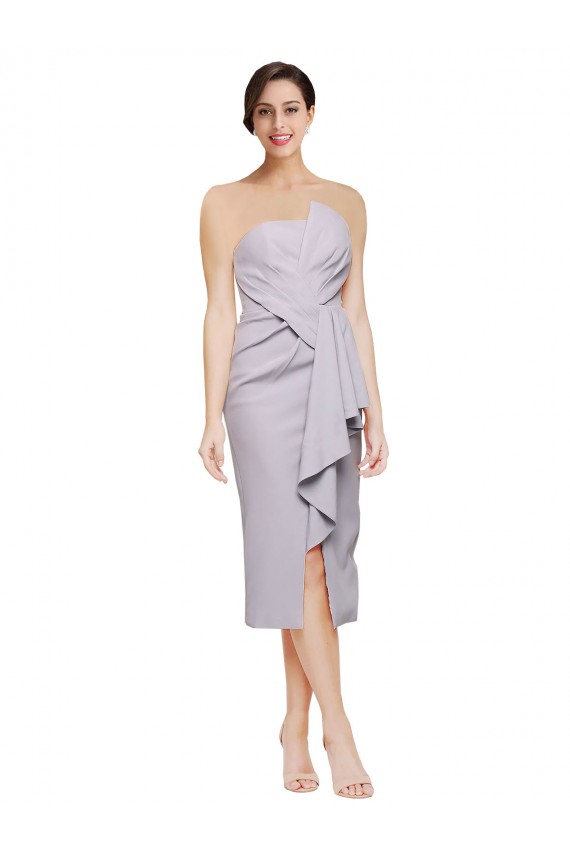 Stretch Crepe Strapless Low Back Sheath Arctic Lilac High Low Prom Dress Canada Factory
