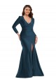 Silky Satin V-Neck Mermaid Atlantic Blue Plus Size Formal Prom Dress Canada Factory