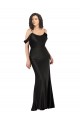 Silky Satin Off the Shoulder Low Back A-Line Black Prom Dress Canada Factory