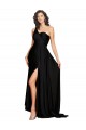 Silky Satin One Shoulder A-Line Black Black Tie Prom Dress Canada Factory