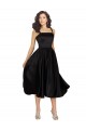 Satin Square Neck A-Line Black Prom Dress Canada Factory