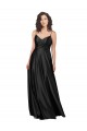 Silky Satin V-Neck Low Back A-Line Black Prom Dress Canada Factory