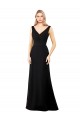 Soft Chiffon V-Neck V-Back A-Line Black Prom Dress Canada Factory