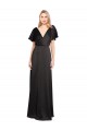 Stretch Satin V-Neck Open Back A-Line Black Prom Dress Canada Factory