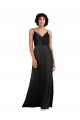 Silky Satin V-Neck Column Black Prom Dress Canada Factory