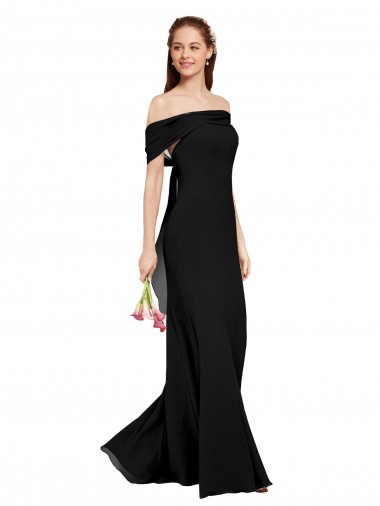 Soft Chiffon Off the Shoulder Mermaid Black Prom Dress Canada Factory