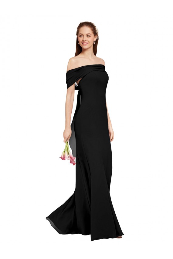 Soft Chiffon Off the Shoulder Mermaid Black Prom Dress Canada Factory