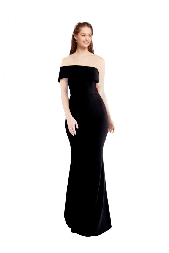 Stretch Crepe One Shoulder Keyhole Back Mermaid Black Prom Dress Canada Factory