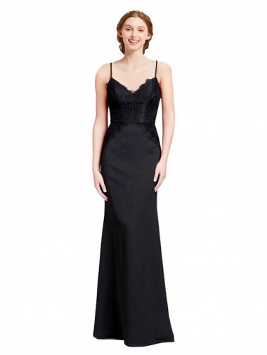 Stretch Crepe V-Neck Low Back Mermaid Black Prom Dress Canada Factory