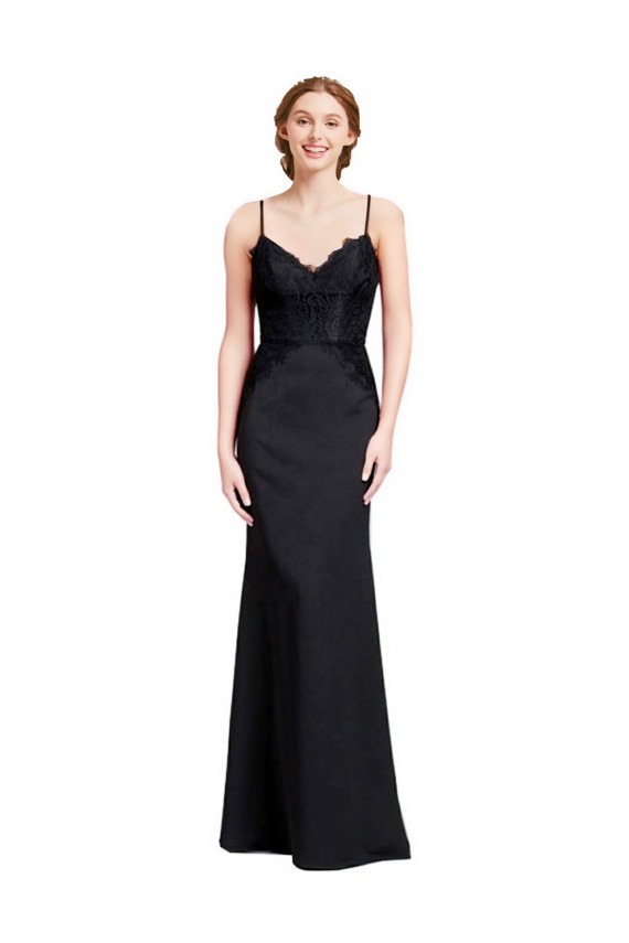 Stretch Crepe V-Neck Low Back Mermaid Black Prom Dress Canada Factory