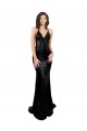 Sequin V-Neck Open Back Mermaid Black Black Tie Prom Dress Canada Factory