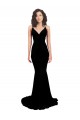 Spandex V-Neck Open Back Mermaid Black Prom Dress Canada Factory