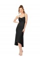 Silky Satin Cowl Neck Open Back Sheath Black High Low Prom Dress Canada Factory