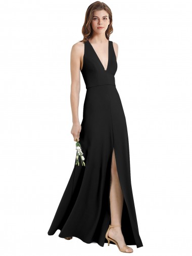 Stretch Crepe High Neck Sheath Black Prom Dress Canada Factory