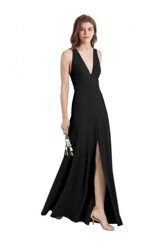 Stretch Crepe High Neck Sheath Black Prom Dress Canada Factory