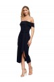 Stretch Crepe Square Neck Low Back Sheath Black Prom Dress Canada Factory
