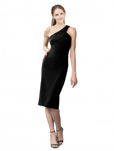 Stretch Crepe One Shoulder Sheath Black Prom Dress Canada Factory