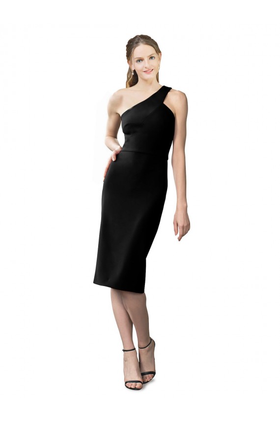 Stretch Crepe One Shoulder Sheath Black Prom Dress Canada Factory