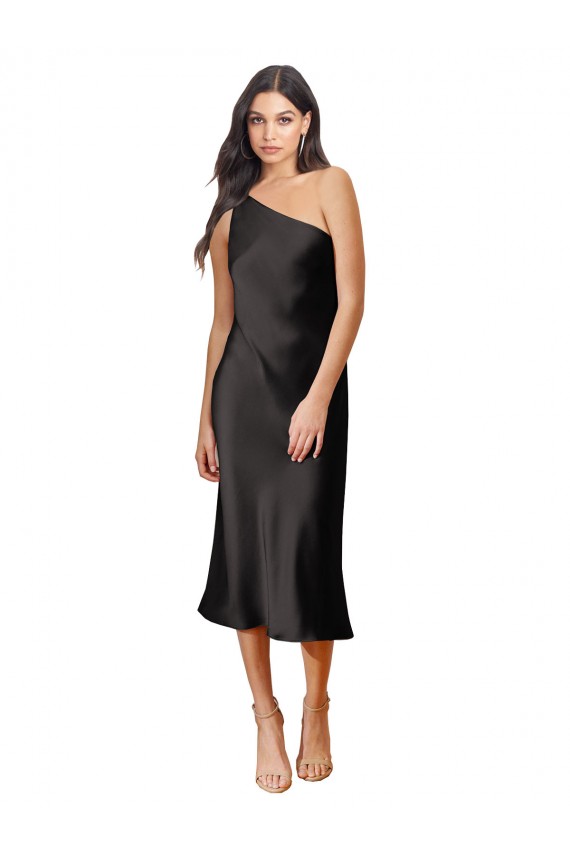 Stretch Satin One Shoulder Sheath Black Black Tie Prom Dress Canada Factory