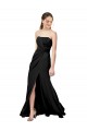 Stretch Crepe Strapless Low Back Sheath Black Prom Dress Canada Factory