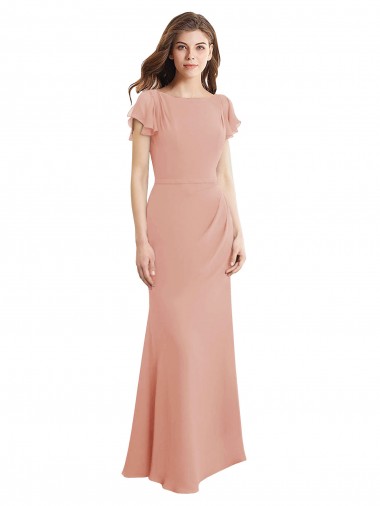 Soft Chiffon High Neck Low Back Mermaid Bliss Pink Prom Dress Canada Factory
