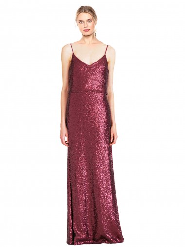 Sequin High Neck A-Line Burgundy Prom Dress Canada Factory