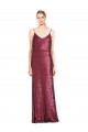 Sequin High Neck A-Line Burgundy Prom Dress Canada Factory