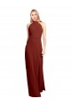 Soft Chiffon High Neck Open Back A-Line Burgundy Prom Dress Canada Factory