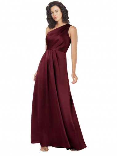 Silky Satin One Shoulder A-Line Burgundy Prom Dress Canada Factory